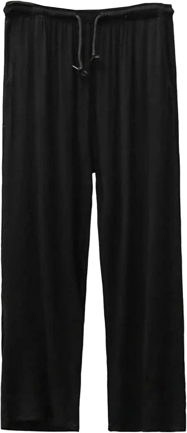 Men's Comfort Straight Leg Workout Pants Stretch Lightweight Drawstring Trousers Soft Loose Fit Indoor Summer Pants