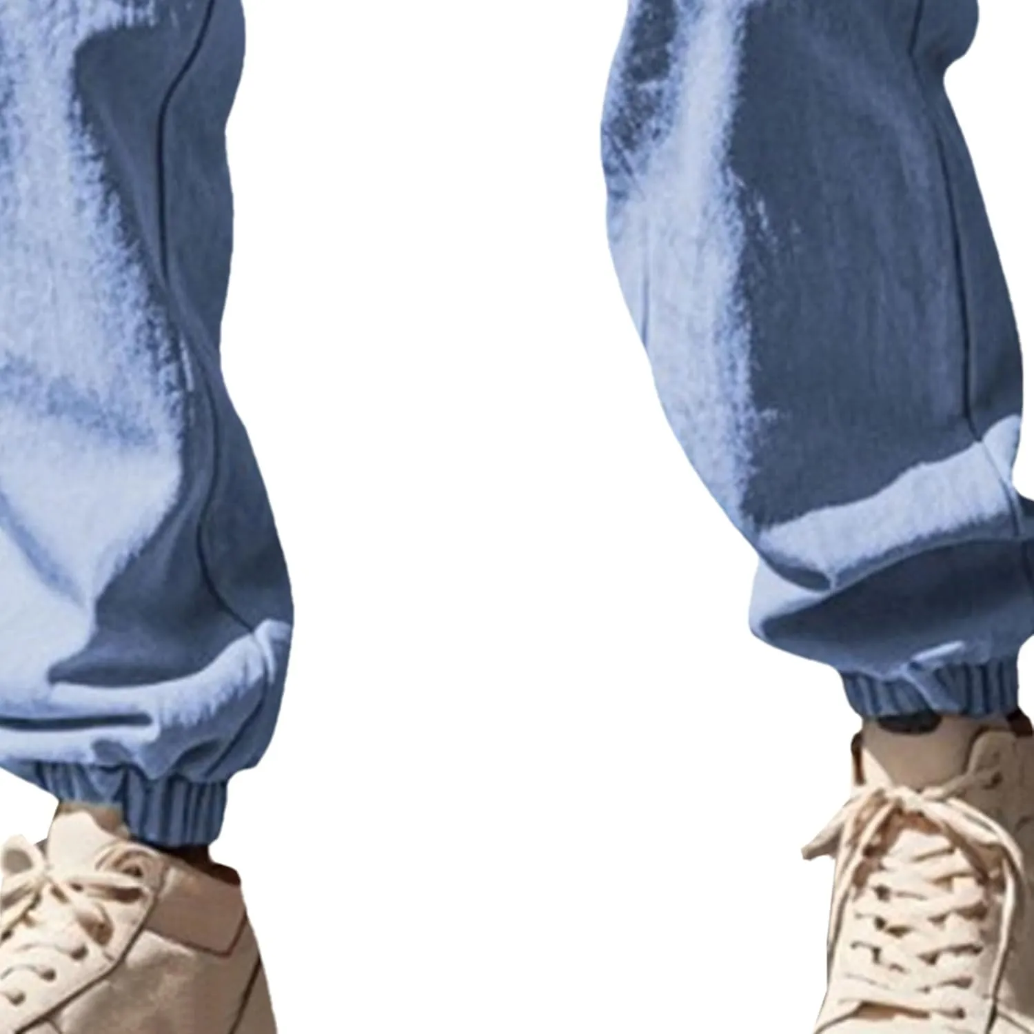 Men's Cotton Linen Baggy Cargo Pants Elastic Waist Casual Sweatpants Pants Drawstring Comfort Joggers Trousers