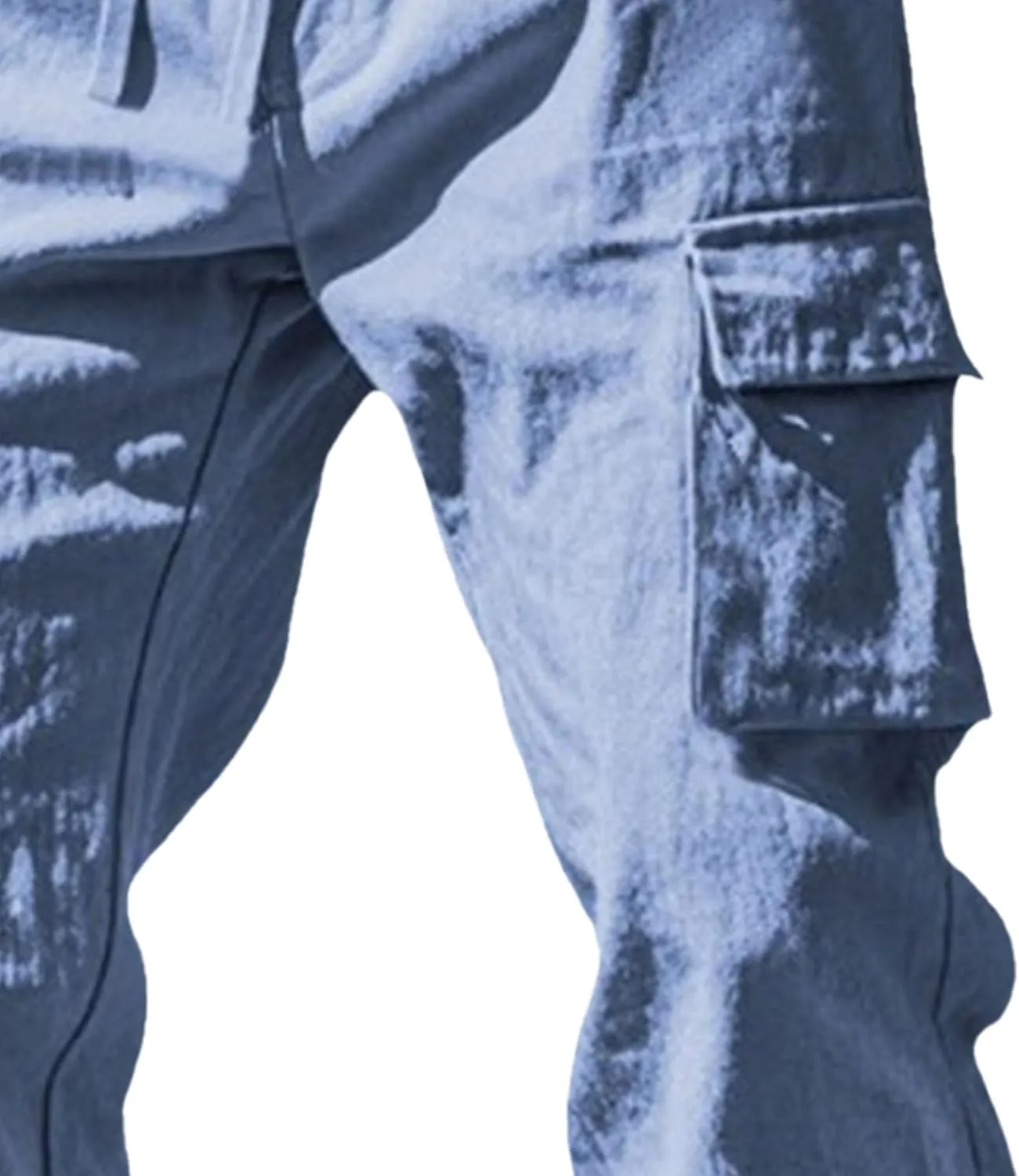 Men's Cotton Linen Baggy Cargo Pants Elastic Waist Casual Sweatpants Pants Drawstring Comfort Joggers Trousers