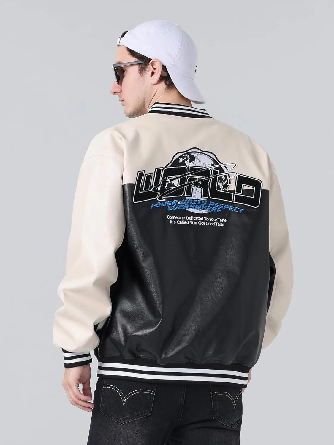 Mens Faux Leather Bomber Jackets Racing Motorcycle Jacket Patchwork Coats for Spring&fall