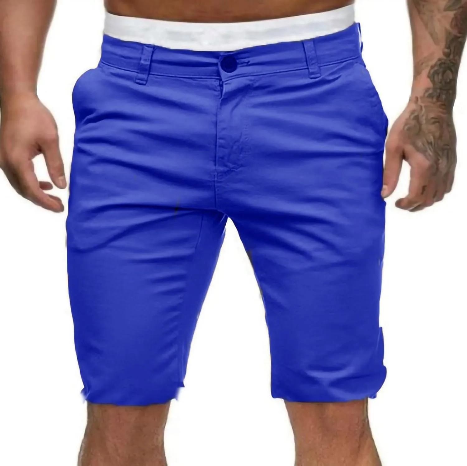 Mens Flat Front Golf Chino Shorts Comfort Slim Fit 10" Work Dress Shorts Summer Casual Beach Short Pants with Pockets