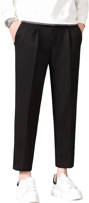 Men's Flex Flat Front Straight Fit Pant Skinny-Fit Wrinkle-Free Business Comfort Stretch Dress Chino Pant