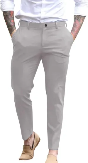 Mens Formal Dress Pants Casual Business Work Suit Pants Comfort Stretch Chino Golf Pants Slim Fit Tapered Lounge Trousers