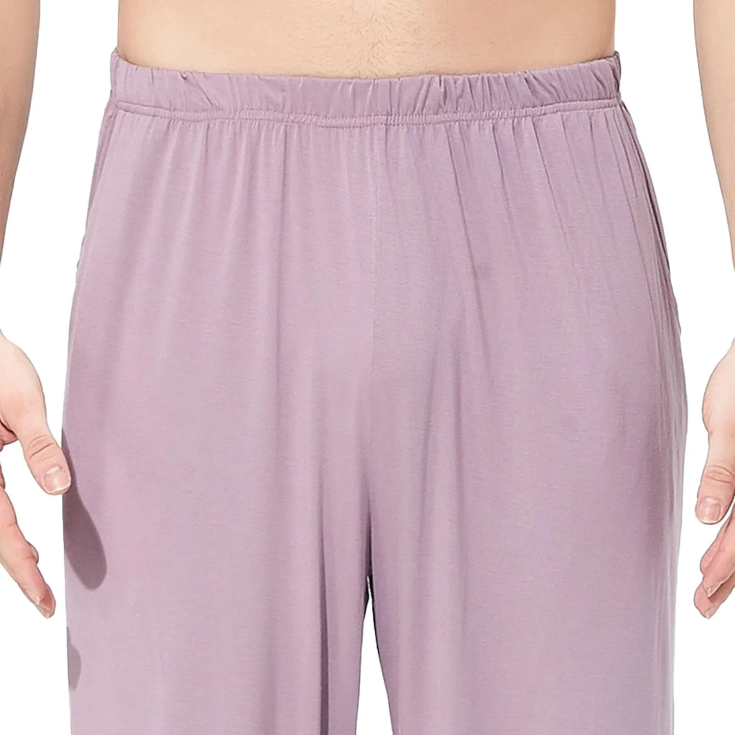 Men's Lightweight Solid Stretch Basic Pants Straight Leg Outdoor Baggy Trousers Elastic Waist Comfort Hiking Pants