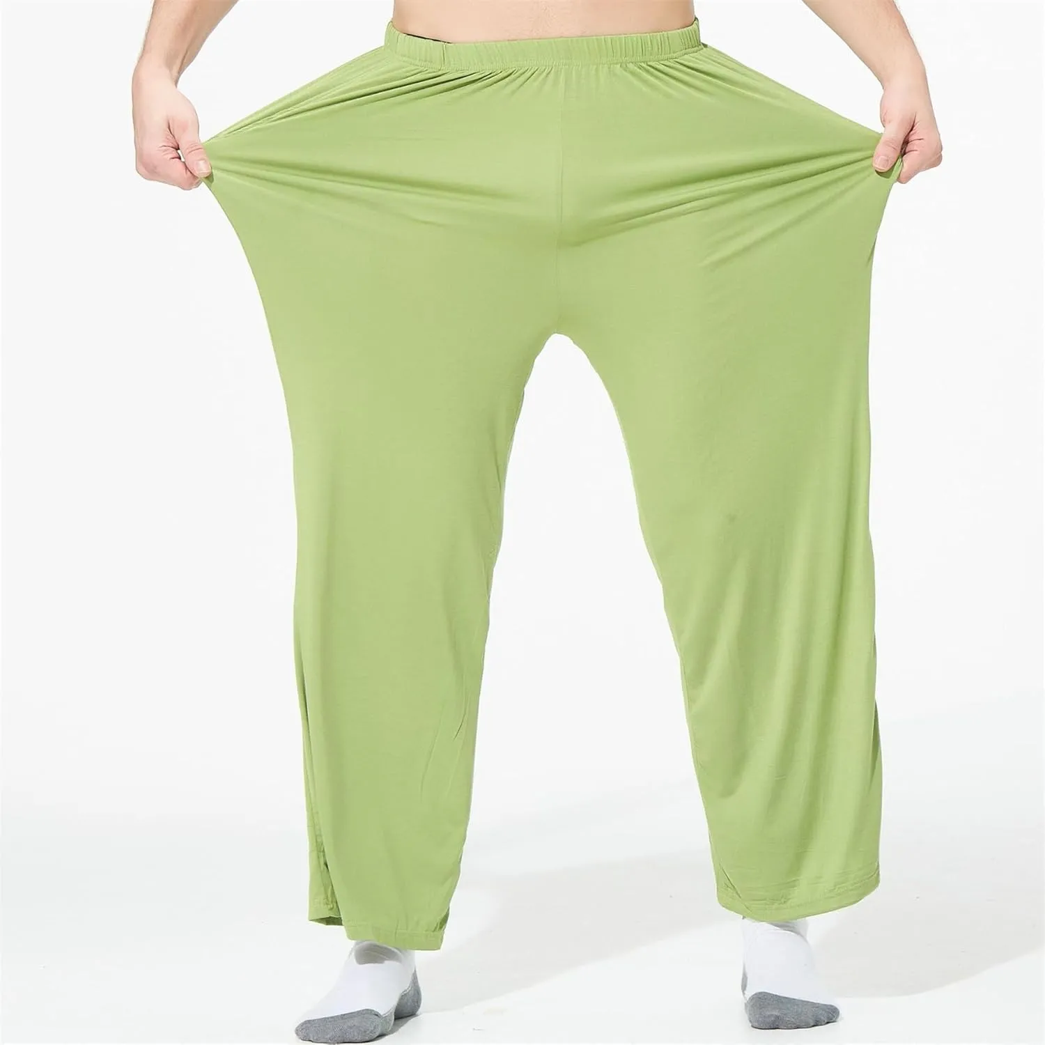 Men's Lightweight Solid Stretch Basic Pants Straight Leg Outdoor Baggy Trousers Elastic Waist Comfort Hiking Pants
