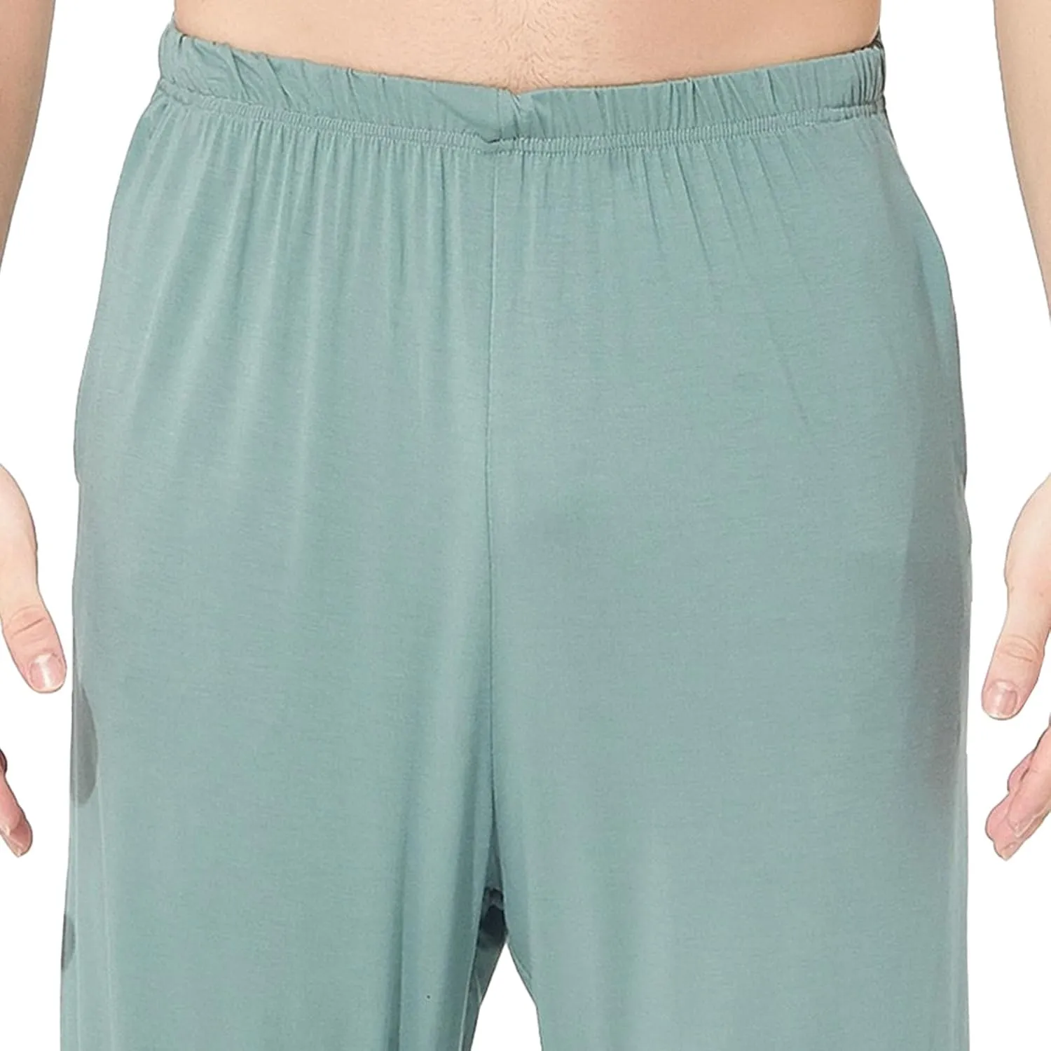 Men's Lightweight Solid Stretch Basic Pants Straight Leg Outdoor Baggy Trousers Elastic Waist Comfort Hiking Pants