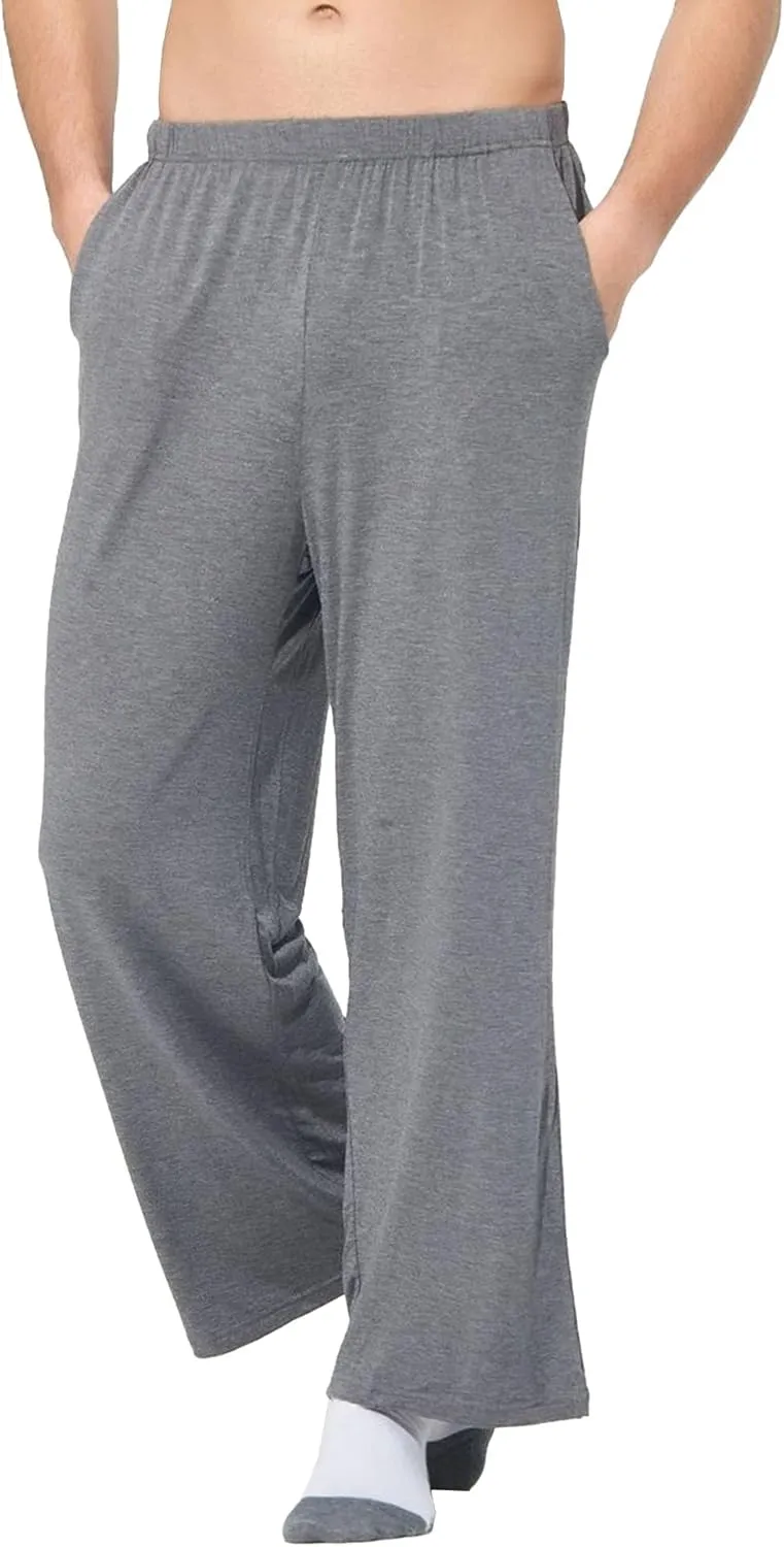 Men's Lightweight Solid Stretch Basic Pants Straight Leg Outdoor Baggy Trousers Elastic Waist Comfort Hiking Pants