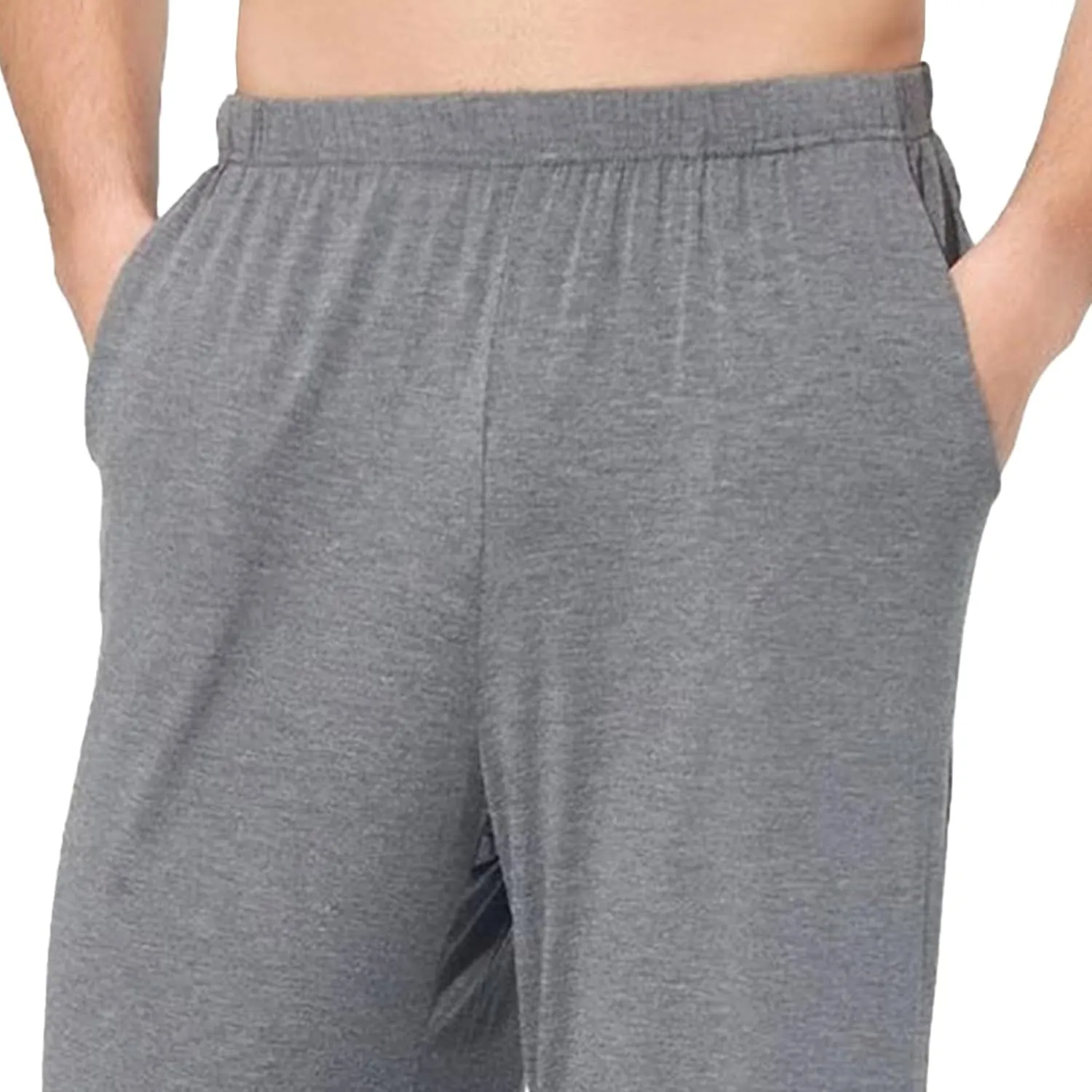 Men's Lightweight Solid Stretch Basic Pants Straight Leg Outdoor Baggy Trousers Elastic Waist Comfort Hiking Pants