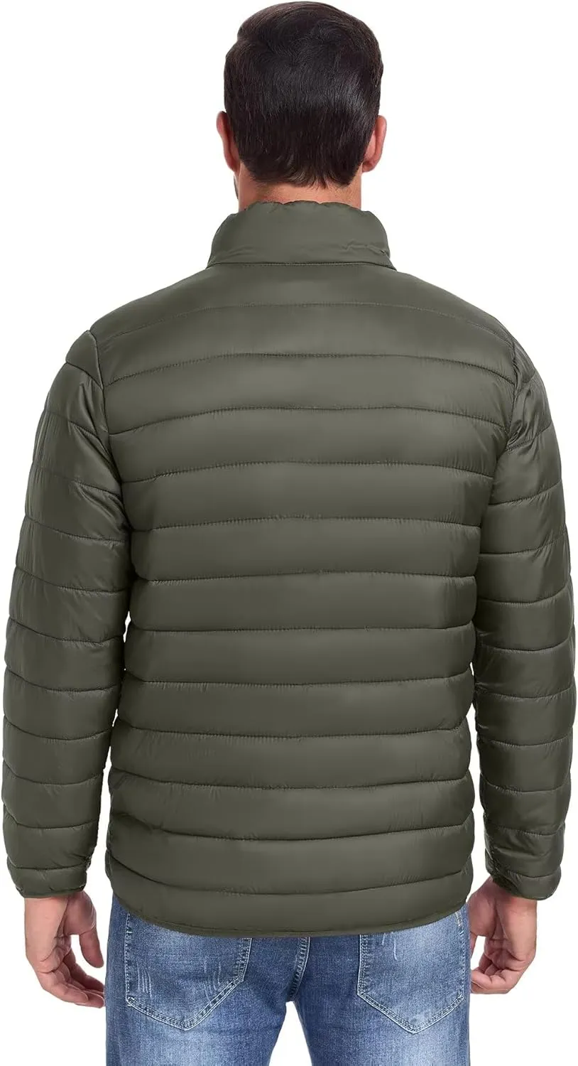 Men's Puffer Jacket Lightweight Warm Winter Coat with Zipper Pockets Insulated Ski Snow Down Jackets