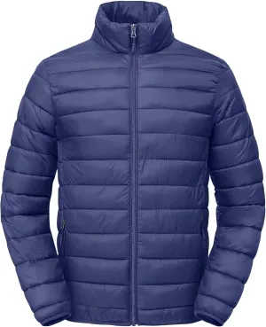 Men's Puffer Jacket Lightweight Warm Winter Coat with Zipper Pockets Insulated Ski Snow Down Jackets