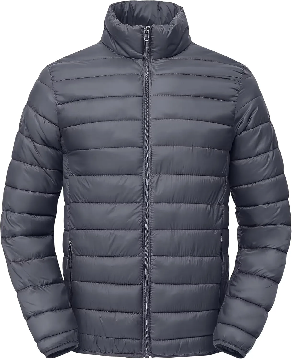Men's Puffer Jacket Lightweight Warm Winter Coat with Zipper Pockets Insulated Ski Snow Down Jackets