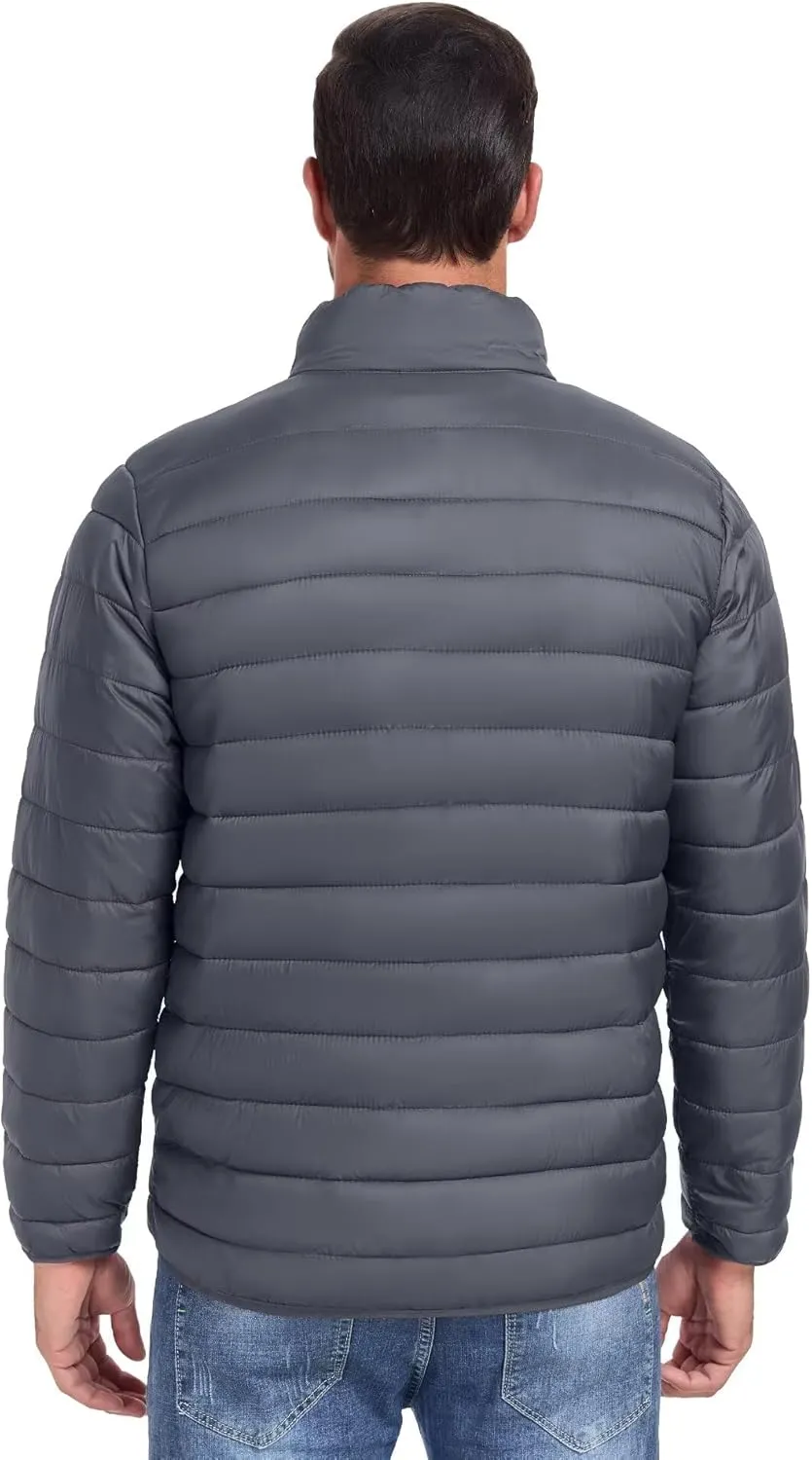 Men's Puffer Jacket Lightweight Warm Winter Coat with Zipper Pockets Insulated Ski Snow Down Jackets