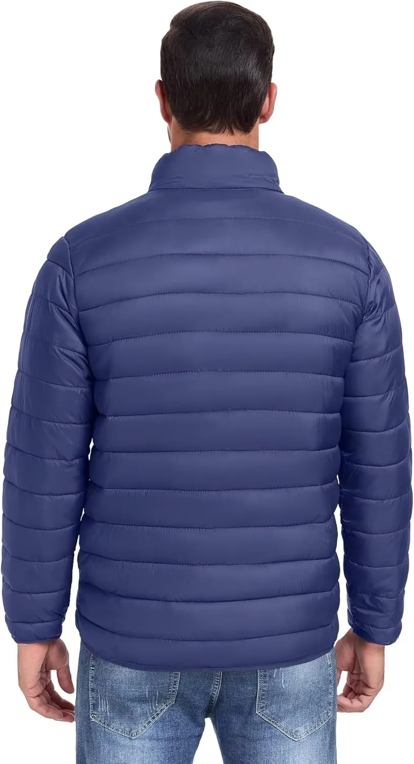 Men's Puffer Jacket Lightweight Warm Winter Coat with Zipper Pockets Insulated Ski Snow Down Jackets