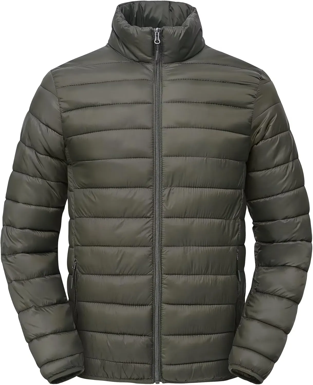 Men's Puffer Jacket Lightweight Warm Winter Coat with Zipper Pockets Insulated Ski Snow Down Jackets