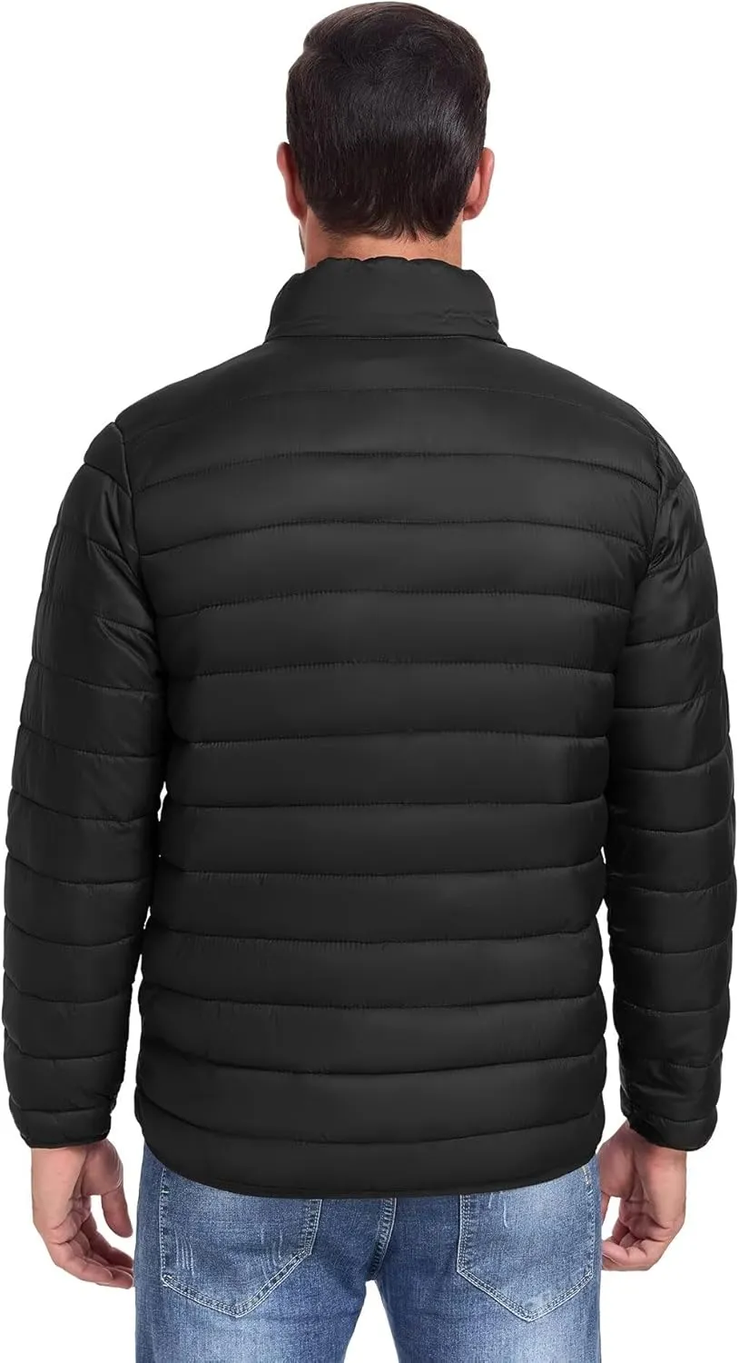 Men's Puffer Jacket Lightweight Warm Winter Coat with Zipper Pockets Insulated Ski Snow Down Jackets