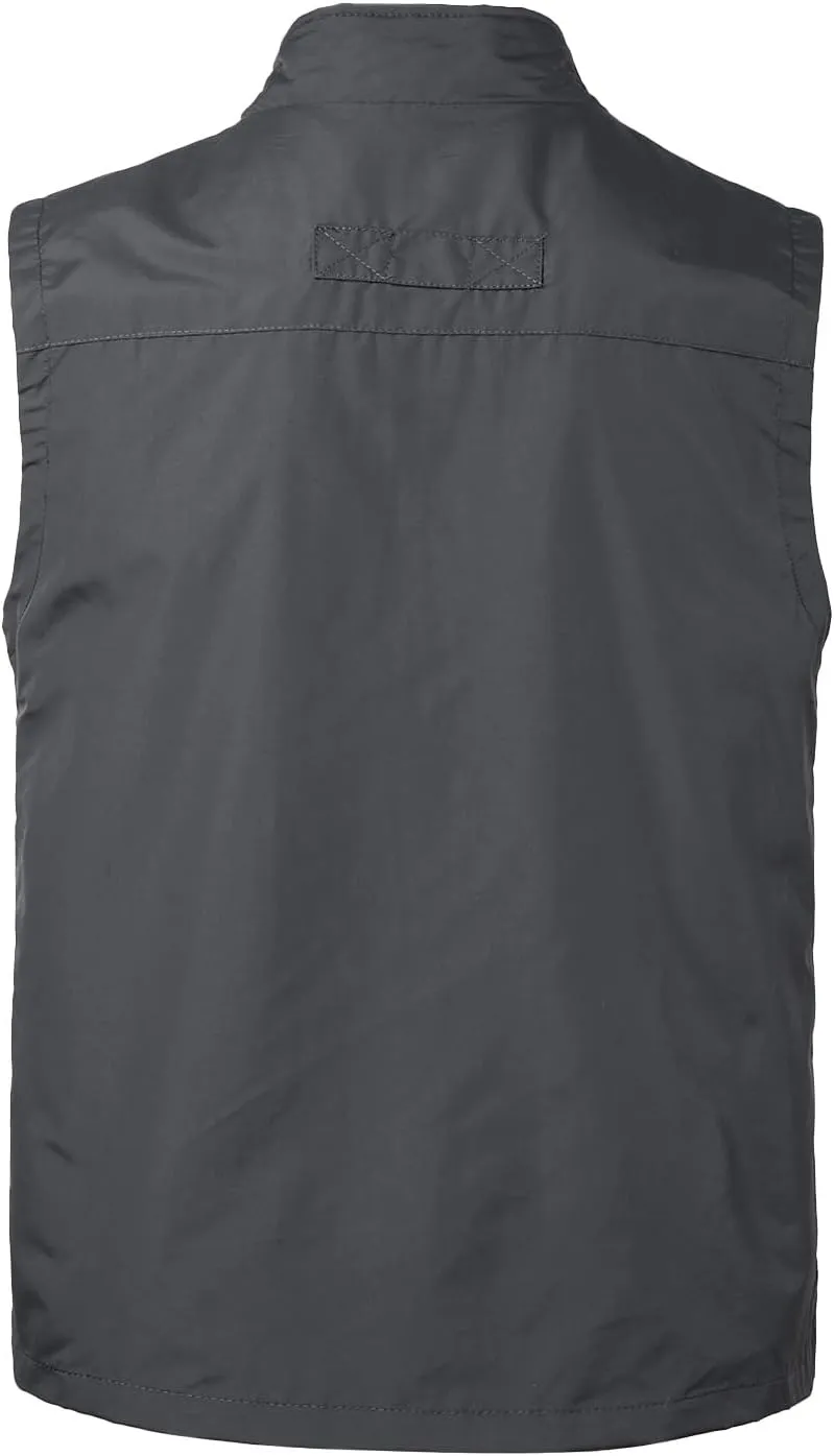 Mens Quick Dry Fishing Vests Lightweight Sleeveless Jackets with Zipper Pockets for Travel Hiking