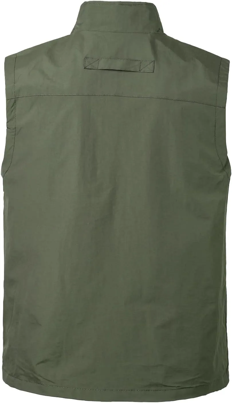 Mens Quick Dry Fishing Vests Lightweight Sleeveless Jackets with Zipper Pockets for Travel Hiking