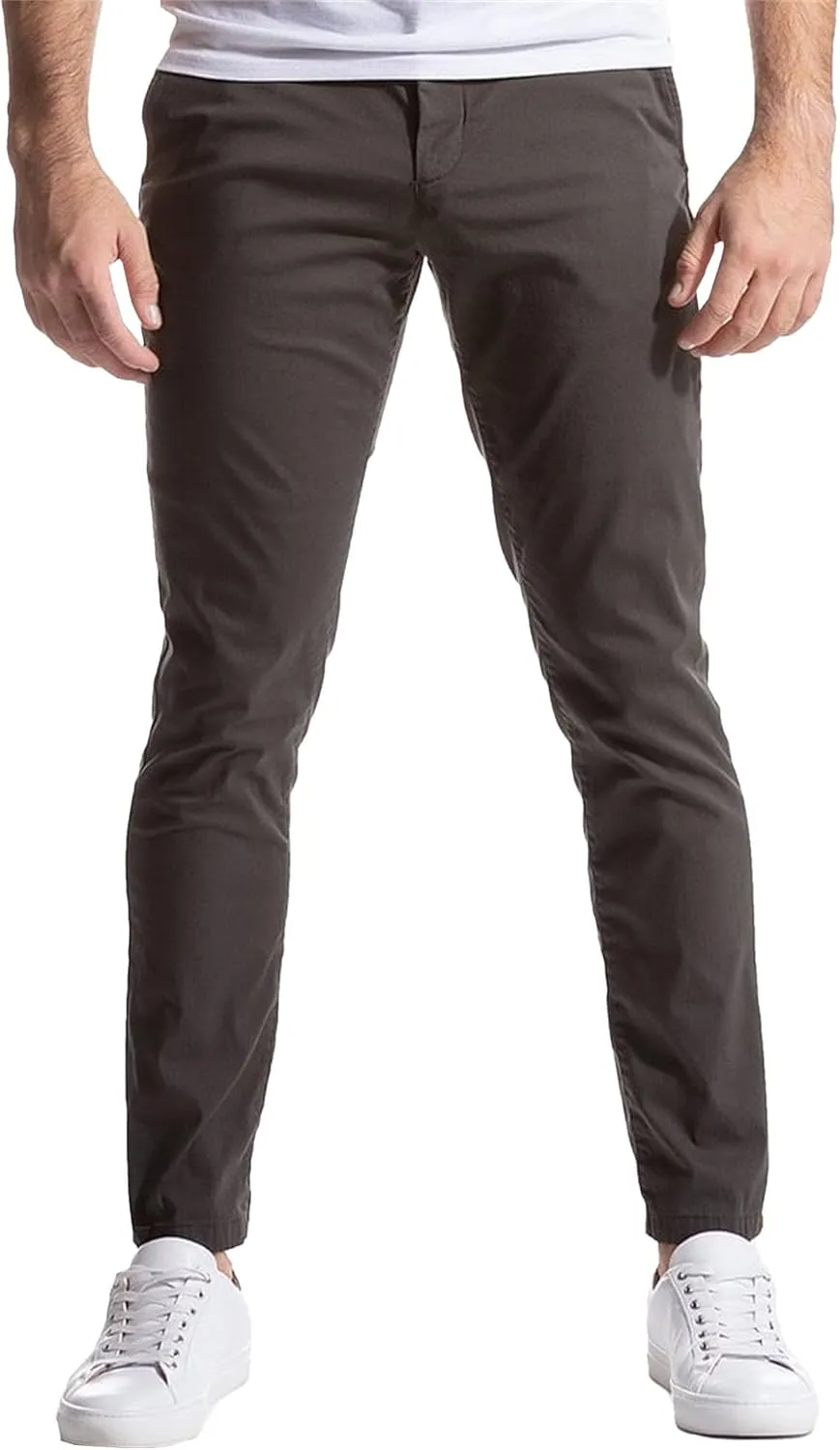 Mens Skinny Tapered Dress Pants Comfort Trouser Slim-Fit Front Solid Casual Pants Stretch Chino Casual Fit Trousers