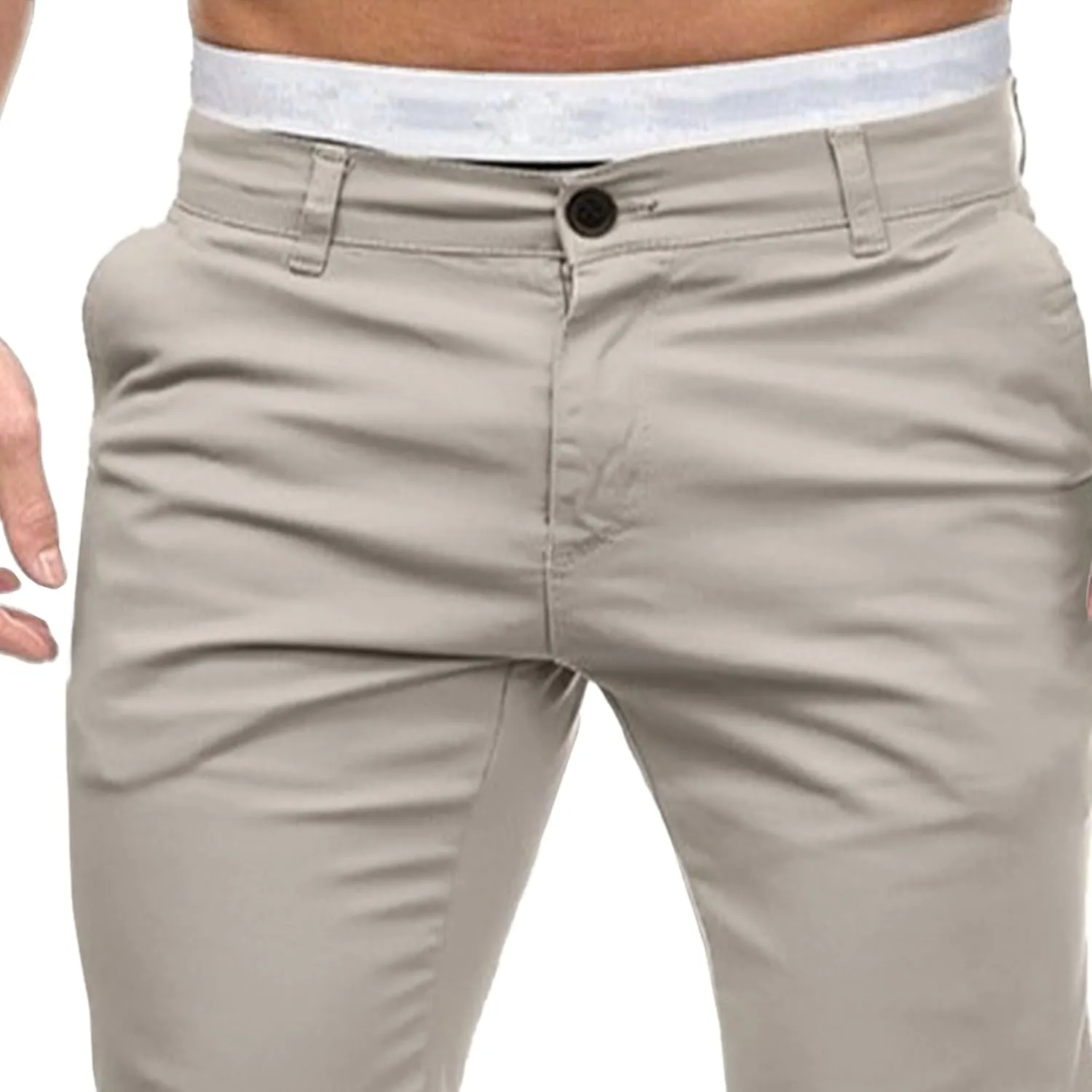 Men's Slim Fit Casual Outdoor Basic Pants Straight Leg Solid Sweatpants Pants Comfort Cotton Work Trousers