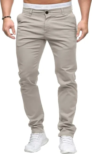 Men's Slim Fit Casual Outdoor Basic Pants Straight Leg Solid Sweatpants Pants Comfort Cotton Work Trousers