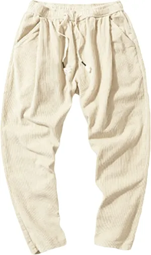 Men's Slim Straight Fit Stretch Corduroy Pant Expandable Waist Classic Fit Flat Front Pant Comfort Chino Pant