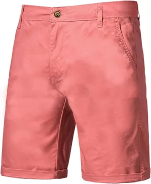 Men's Stretch Chino Short Fashion Slim Fit Flat Front Cargo Shorts Classic Summer Comfort Casual Shorts with Pocket