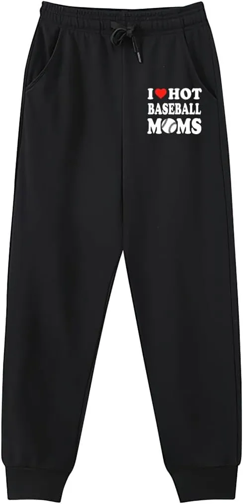 Men's Sweatpants I Love Hot Baseball Moms Stretch Waistband Comfort Gym Pants