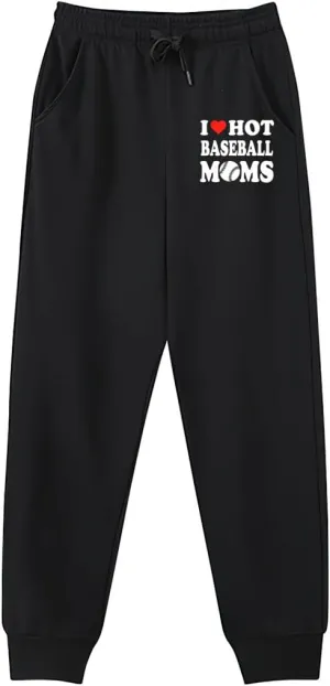 Men's Sweatpants I Love Hot Baseball Moms Stretch Waistband Comfort Gym Pants