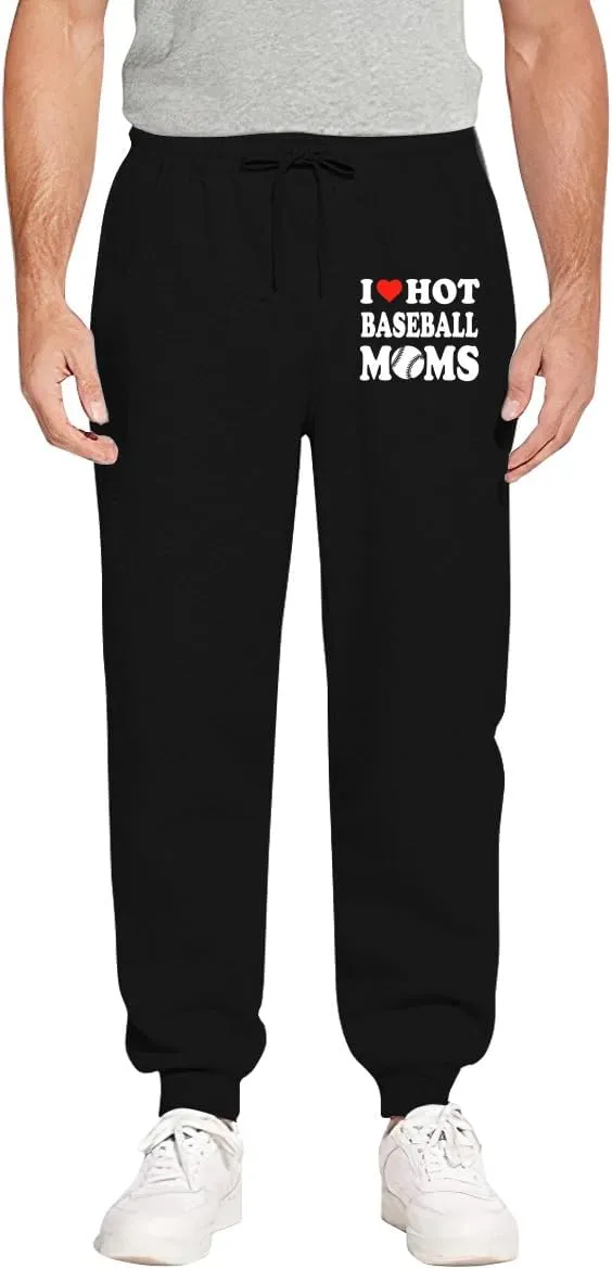 Men's Sweatpants I Love Hot Baseball Moms Stretch Waistband Comfort Gym Pants