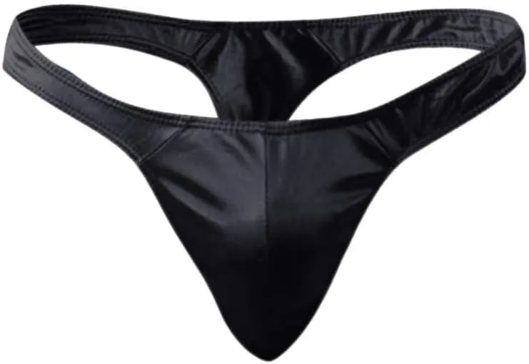 Men's Thong Underwear Men's Hot Thong G-String Underwear Stretchy Smooth Leather Comfort T-Back Briefs Panties