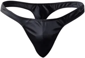 Men's Thong Underwear Men's Hot Thong G-String Underwear Stretchy Smooth Leather Comfort T-Back Briefs Panties