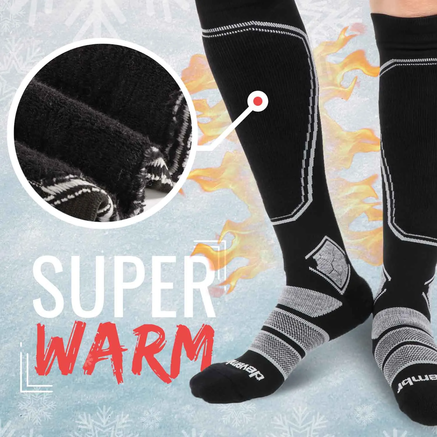 Merino Wool Ski Socks & Snowboard Socks (Black & Grey)
