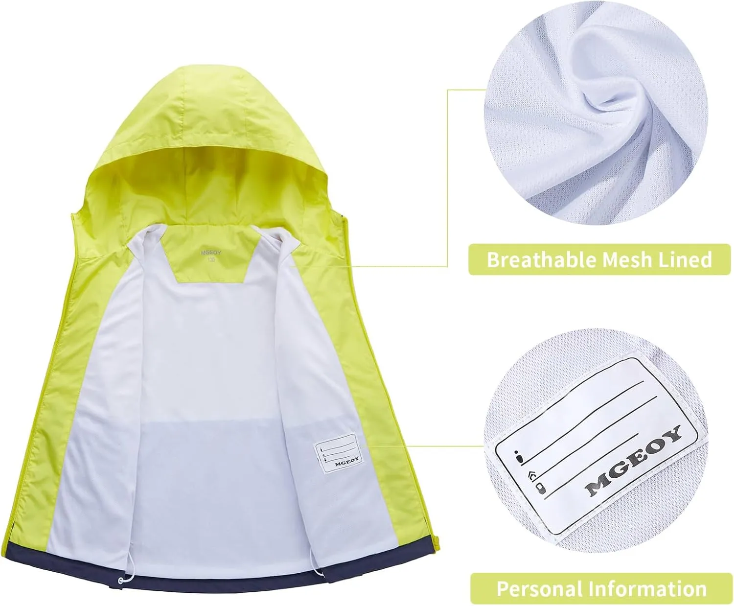 MGEOY Kids Rain Jackets Waterproof with Hood Lightweight Rain Coats for Girls Boys