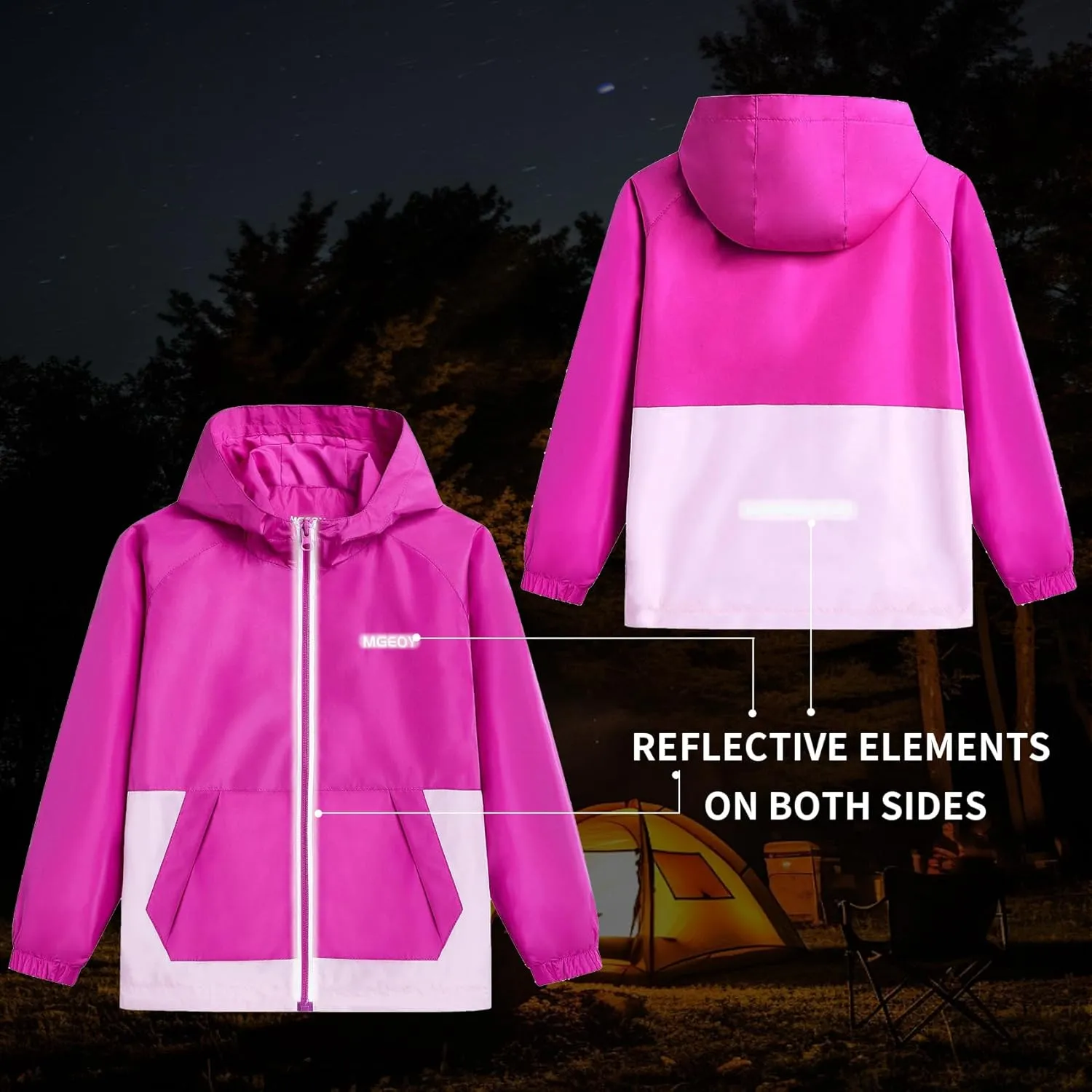 MGEOY Kids Rain Jackets Waterproof with Hood Lightweight Rain Coats for Girls Boys