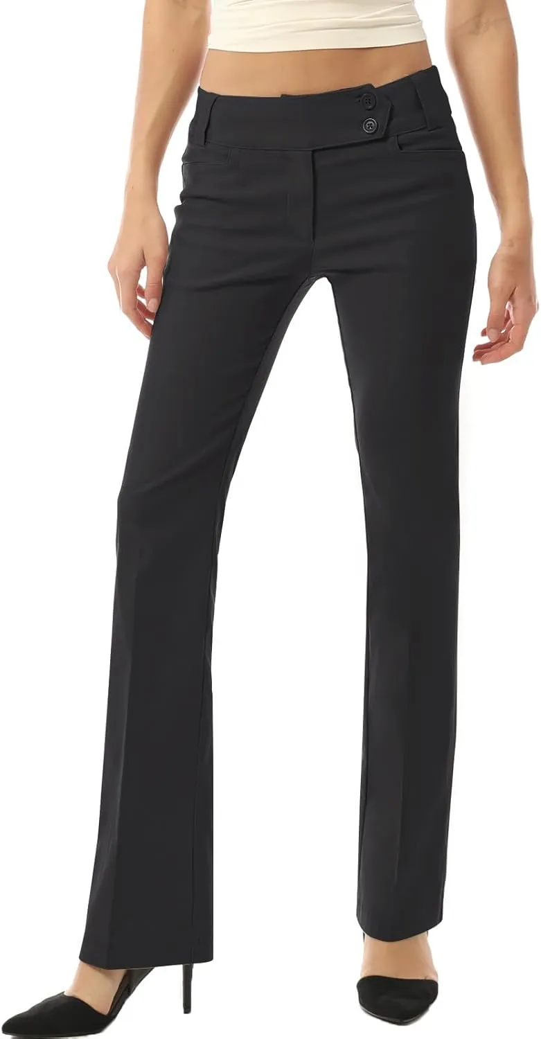 MixMatchy Women's Ultra Stretch Lux Comfort with Flex Motion Bootcut Dress Pants Work Business Office Trousers