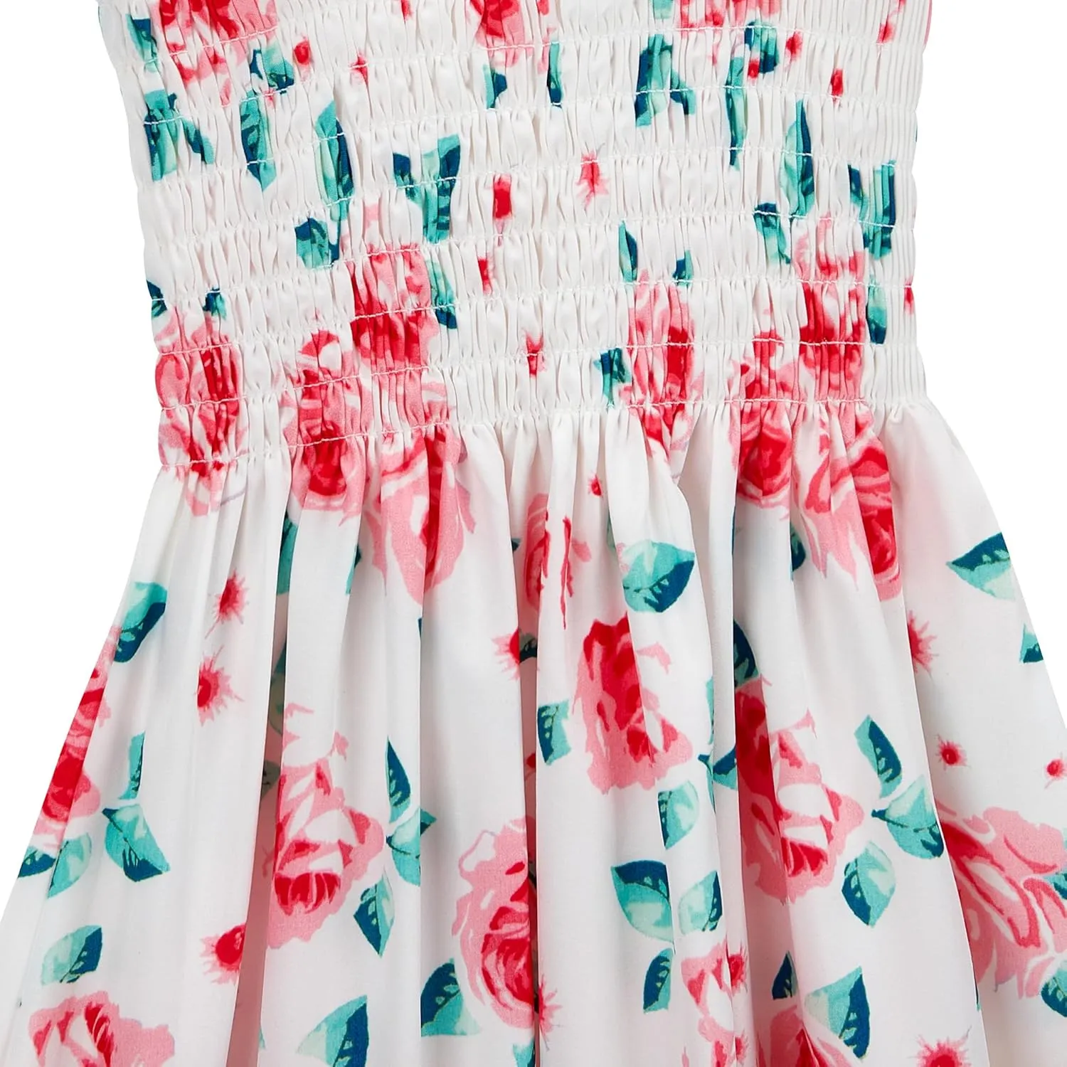Mommy and Me Floral Smocked Dress Family Matching Outfits Set Sleeveless Sundress Beach Summer Casual Dress