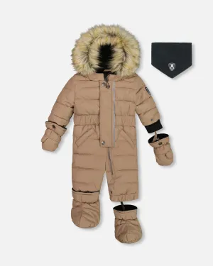 One Piece Baby Snowsuit Coffee