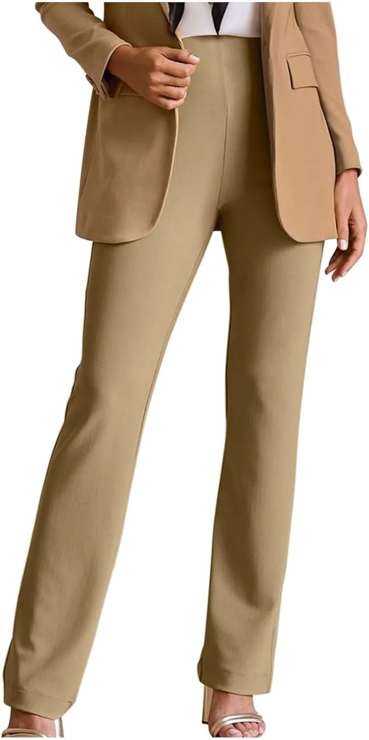 Pants for Women Comfort Stretch Loose Fit Leg Skinny High Waist Pull On Pants for Business Work Dress Bootcut Trousers