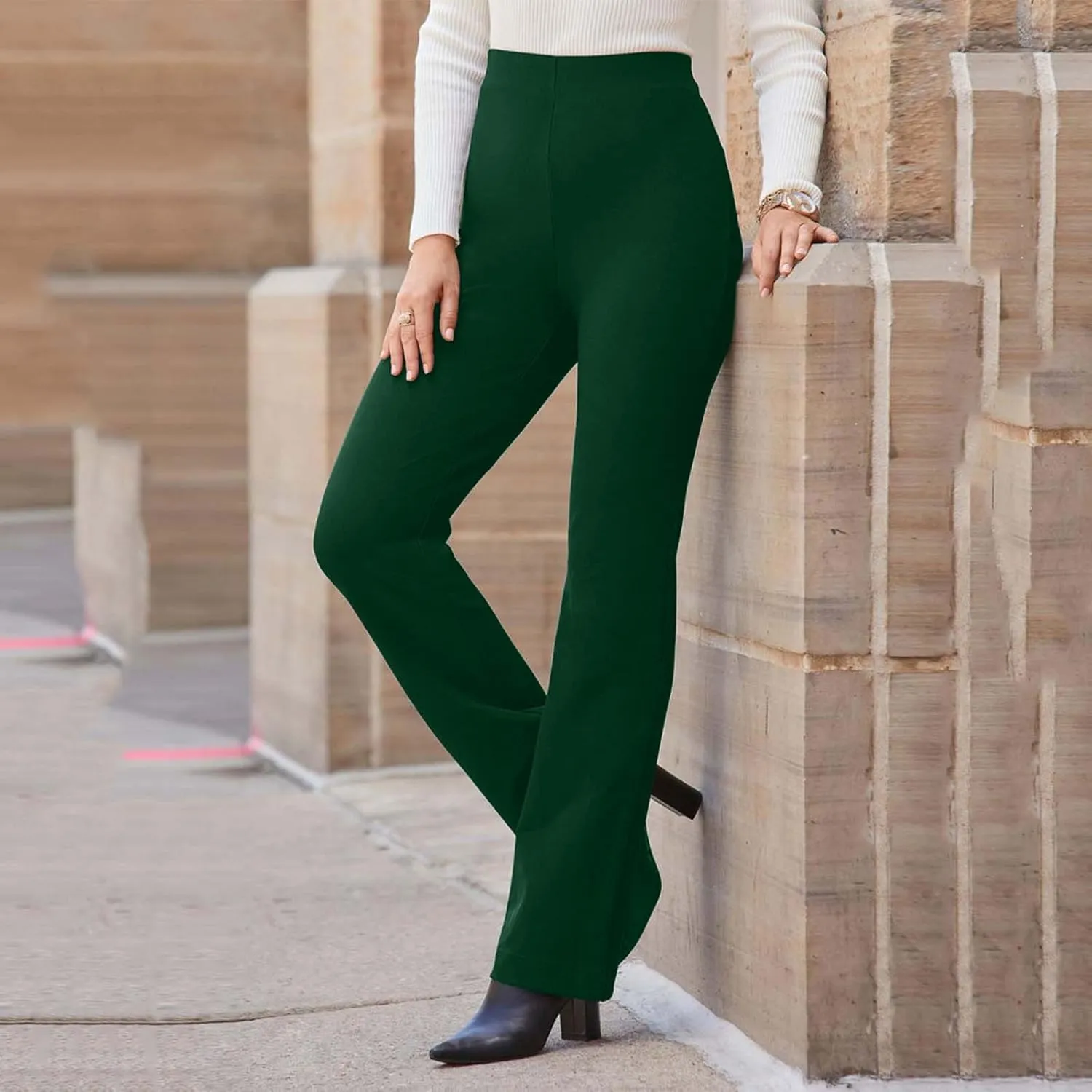 Pants for Women Comfort Stretch Loose Fit Leg Skinny High Waist Pull On Pants for Business Work Dress Bootcut Trousers