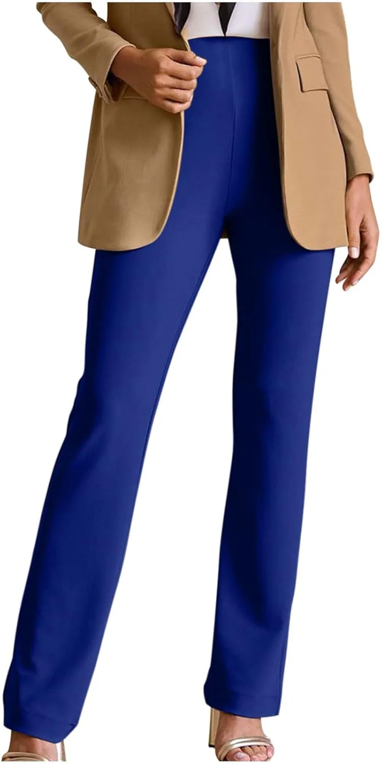 Pants for Women Comfort Stretch Loose Fit Leg Skinny High Waist Pull On Pants for Business Work Dress Bootcut Trousers