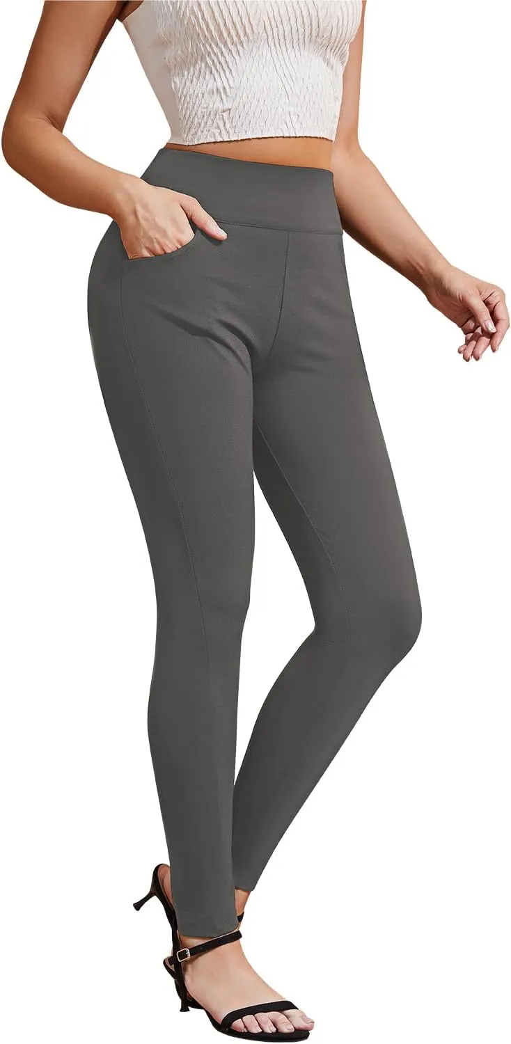 Pants for Women, Comfort Stretch Skinny Slim Dress Pants, Skinny High Waist Pull on Pants with Pockets