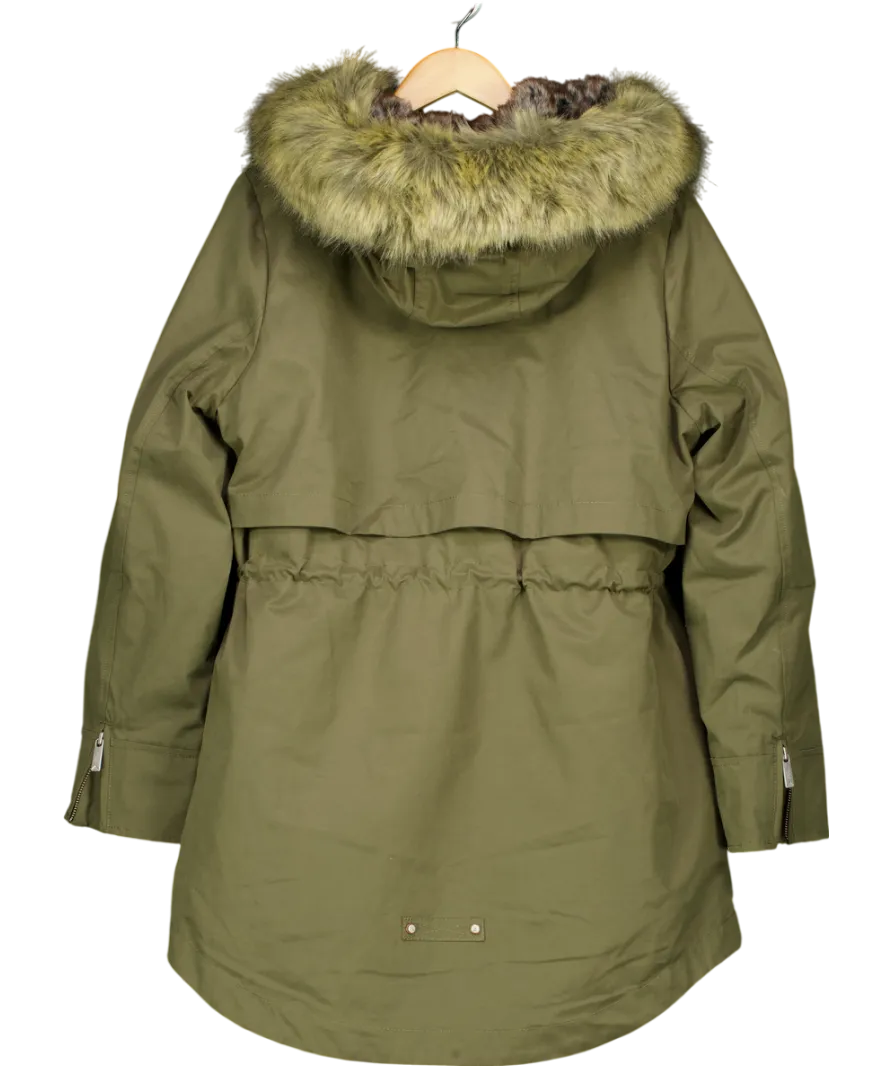 Parka London Green Caversham Long-length Faux Fur Parka Aka The Two-in-one UK M