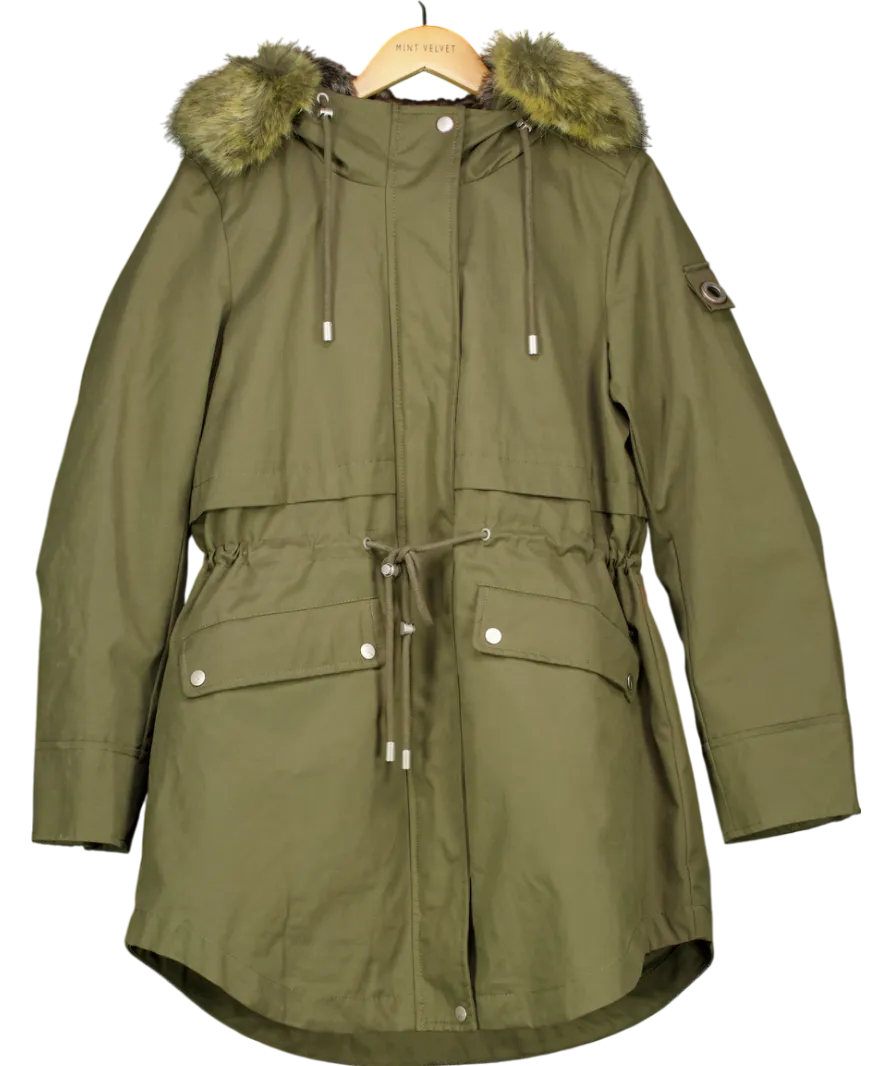 Parka London Green Caversham Long-length Faux Fur Parka Aka The Two-in-one UK M