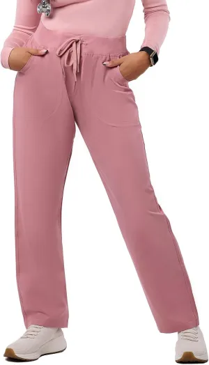 Peelz Sara 4-Pocket Straight-Leg Scrub Pants for Women - Soft Stretch Fabric Scrubs, Elastic Waistband, Comfort Fit