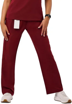 Peelz Sara 4-Pocket Straight-Leg Scrub Pants for Women - Soft Stretch Fabric Scrubs, Elastic Waistband, Comfort Fit