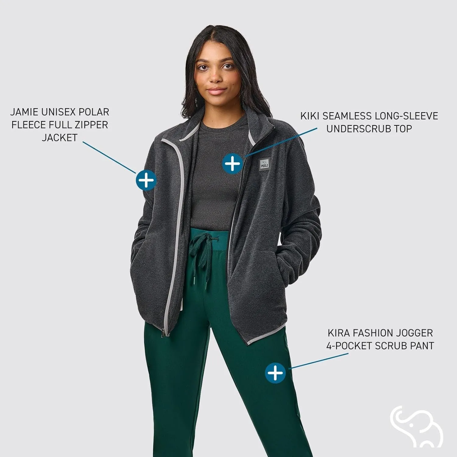 Peelz Sara 4-Pocket Straight-Leg Scrub Pants for Women - Soft Stretch Fabric Scrubs, Elastic Waistband, Comfort Fit