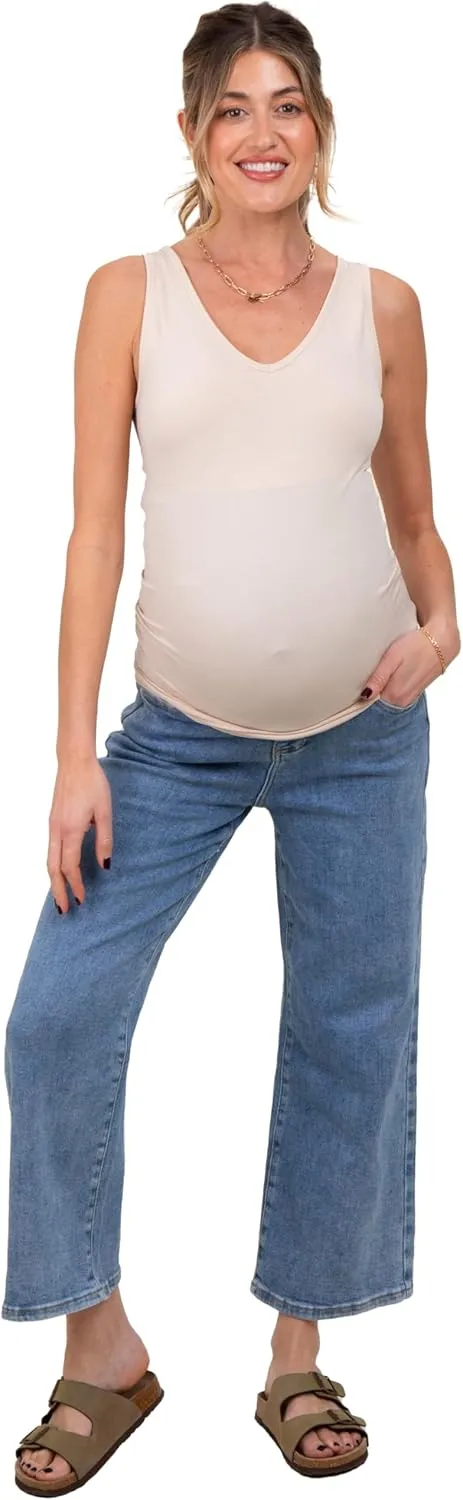 PinkBlush Light Wash Cropped Maternity Jeans