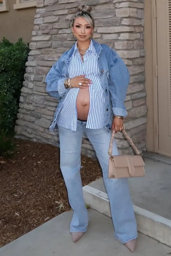 PinkBlush Light Wide Leg Maternity Jeans