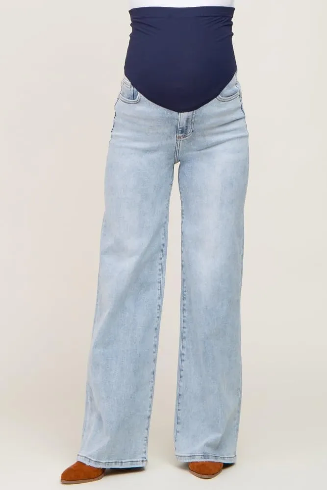 PinkBlush Light Wide Leg Maternity Jeans