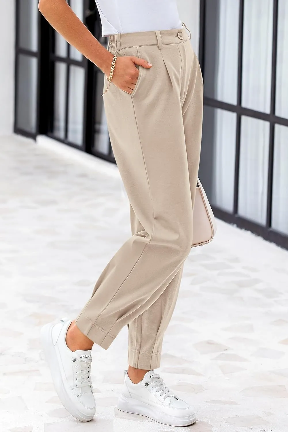 PRETTYGARDEN Women's High Waisted Pants Dressy Casual Ankle Length Work Office Trouser Slacks with Pockets